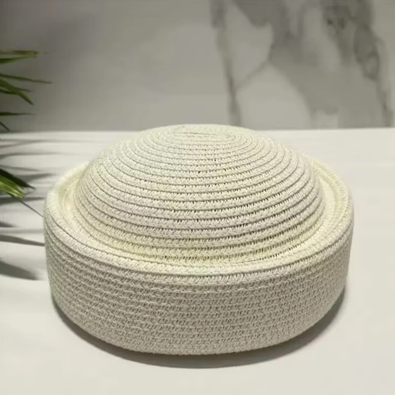 

Vintage Straw Pillbox Beret Hat Handmade Concave Cosplay Costume Accessory for 1950S 60S Themed Party Renaissance Faire Look