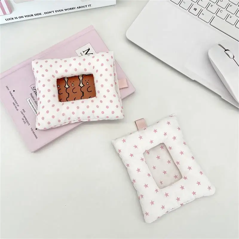 Cute Padded Star Polka Dots Card Holder Photocard Holder Idol Photo Display Protect Storage Card Keychain Bag Pendant Keyring