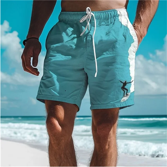 Proste spodenki plażowe z wzorem surfera Trend w modzie entuzjaści surfingu 3D drukowane krótkie plażowe Casual ponadgabarytowe kąpielówki dla mężczyzn