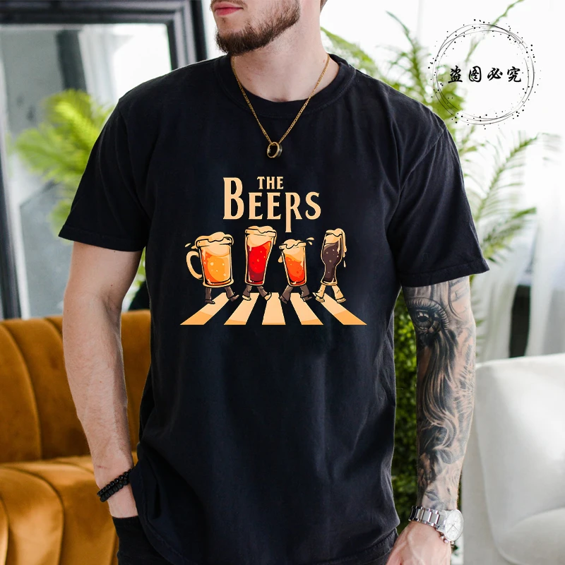 

The Beers Printing Men's Tee Shirts Breathable Brand Tops Street Fashion T-shirt Casual Summer T Shirts Fashion Men T-shirts