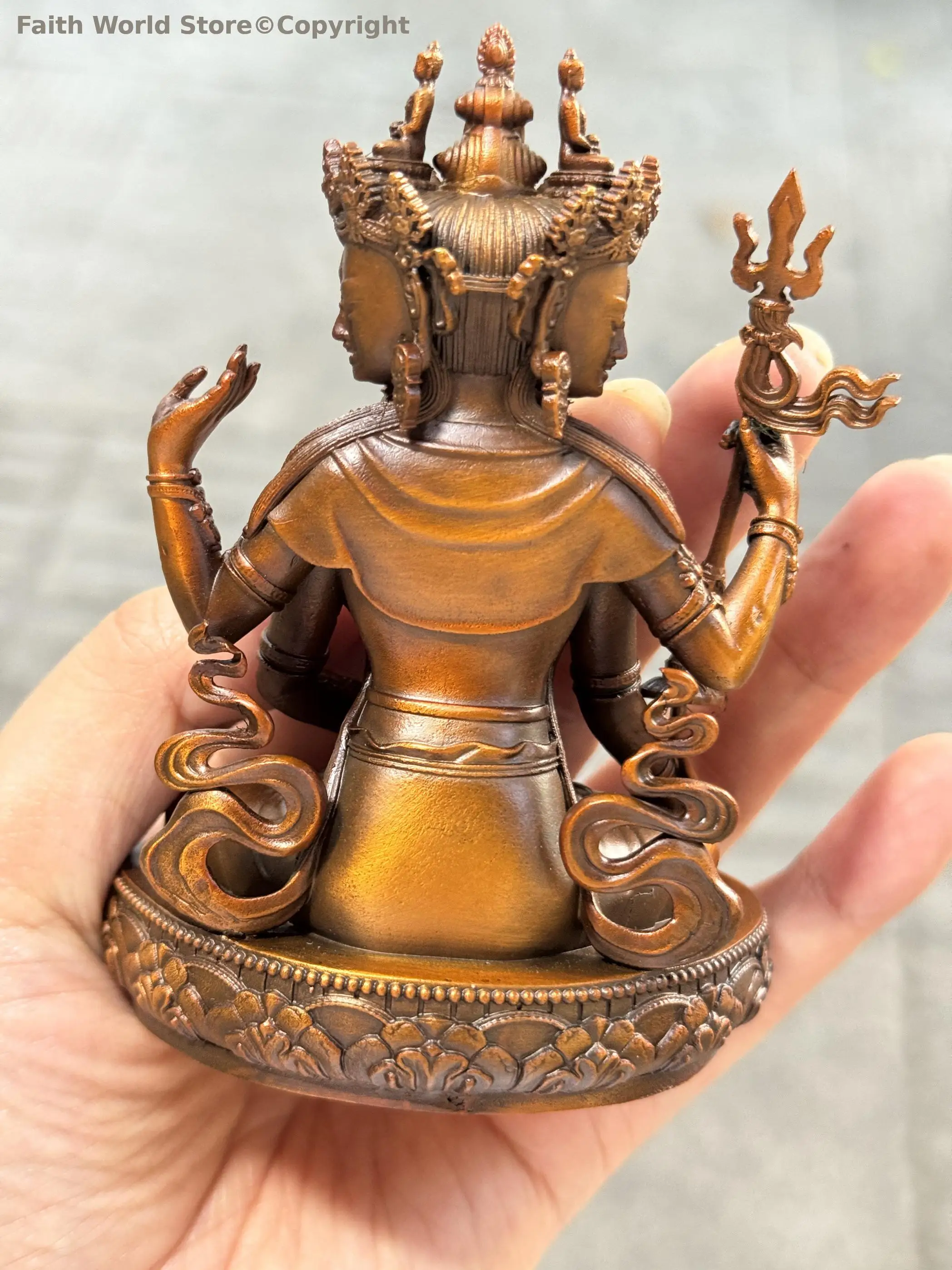 Rare buddha Amogha pasa Amoghapasha Avalokiteshvara Boutique handmade copper Buddha statue figure of the Buddha Buddhism