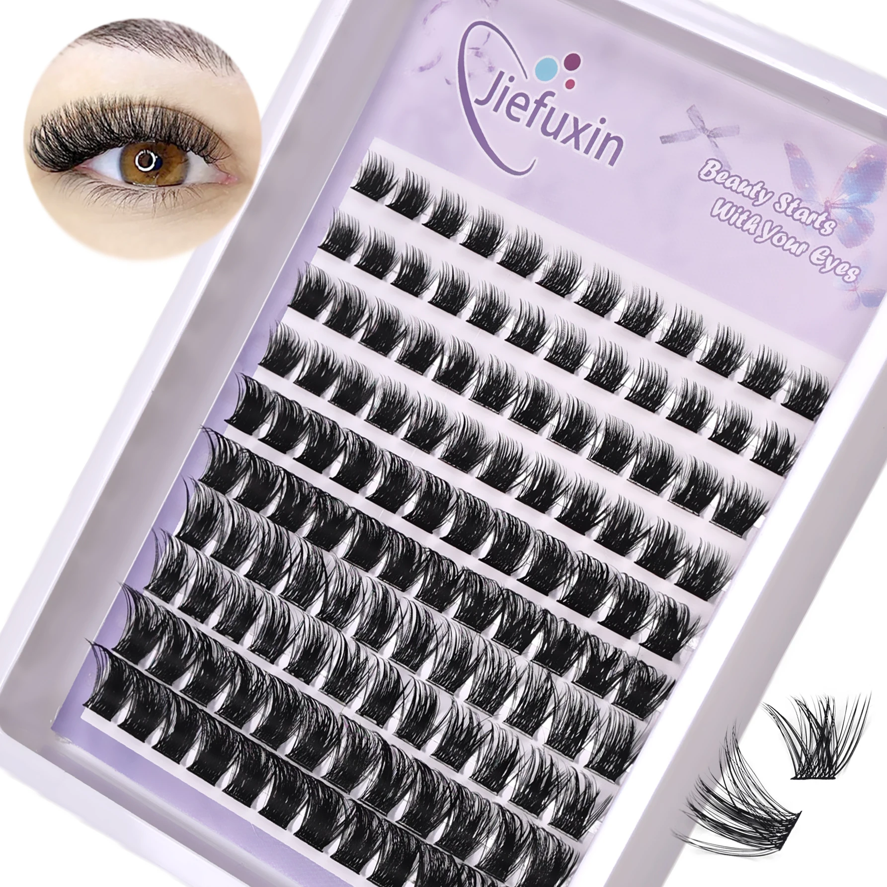 120 Stück Cluster-Wimpern, einzelne Wimpernverlängerungen, natürliches Aussehen, D-Locken, flauschige Cluster-Wimpern, DIY-Wimpernverlängerung