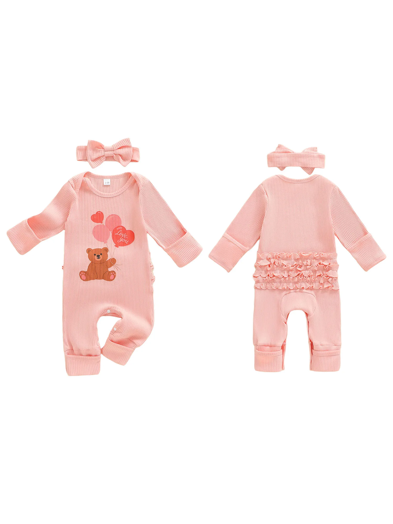 

Зимний теплый комбинезон для маленьких девочек с капюшоном и ушками, комбинезон с длинными рукавами и принтом сердца, с подходящей повязкой на голову