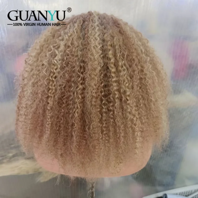 

P30/613 Highlighted Honey Blonde Afro kinky curly Human Hair Wigs for Women 13X4 Lace Frontal Wig Pre Plucked