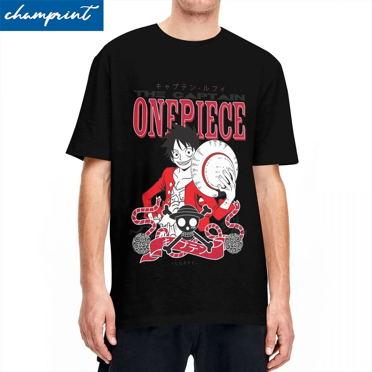 Camiseta de manga corta con estampado de Monkey D Luffy para hombre y mujer, camiseta divertida de algodón puro de One Piece, camiseta de manga corta con cuello redondo, Tops estampados