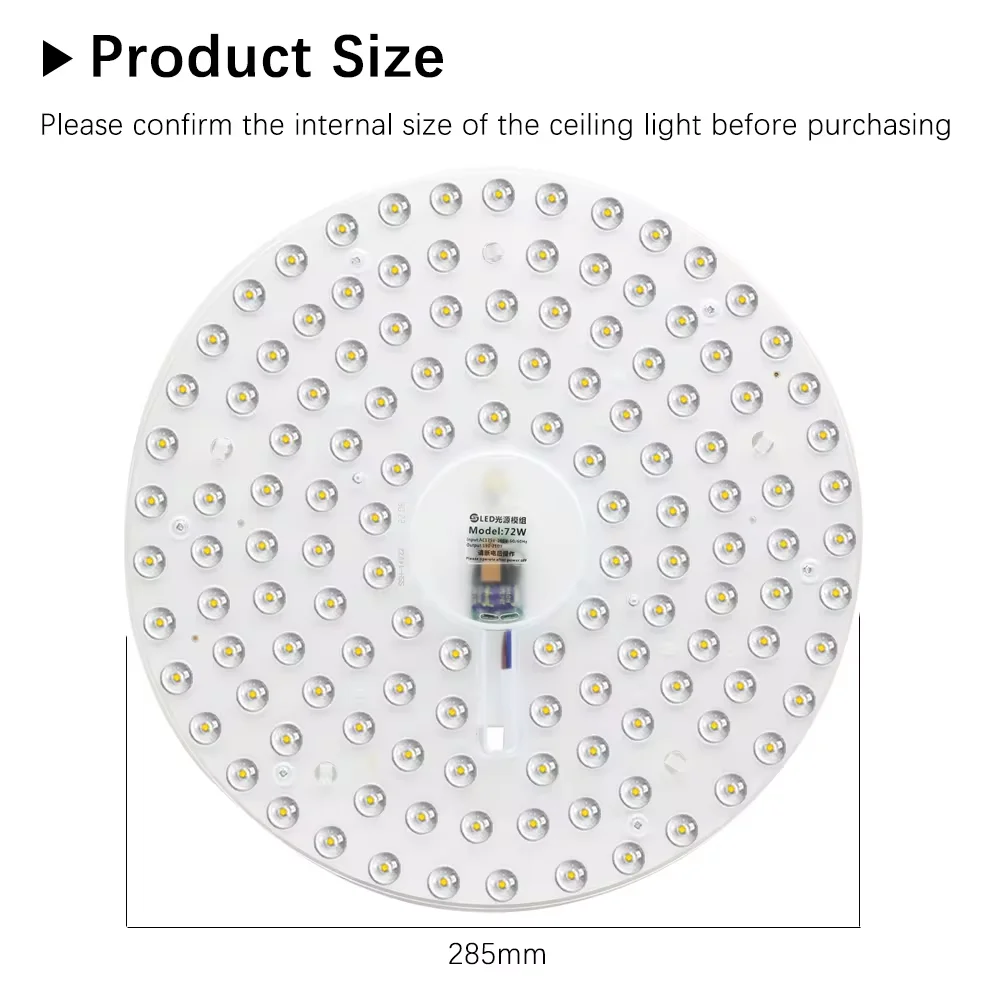 Imagem -03 - Luzes de Teto Módulo Led 220v Substituição Painel Led 72w Redondo Placa de Luz Led 6000k Painel de Módulo de Poupança de Energia para Lâmpada de Teto