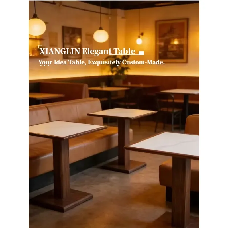Modern Square Marble Top Bar Table Solid Wood Base High Counter for Home Kitchen Cafe Hotel Reception Area Furniture Decor