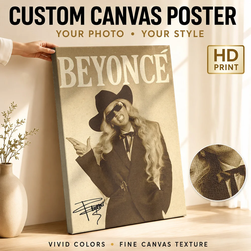 Beyonce Canvas Painting Poster Personalized Photo Retro Music Wall Art for Studio Bedroom Decor Collectible Ready to Hang Gift