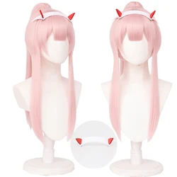 DARLING in the FRANXX Code 02 Cosplay Wig Ponytail Zero Two Swimwear Long Straight Pink Swimming Hairstyle Synthetic Hair Wigs