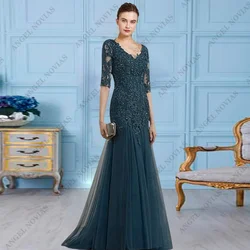 Abiti per la madre della sposa lunghi personalizzati a sirena blu inchiostro Abito formale in chiffon abiti da festa eleganti 2024