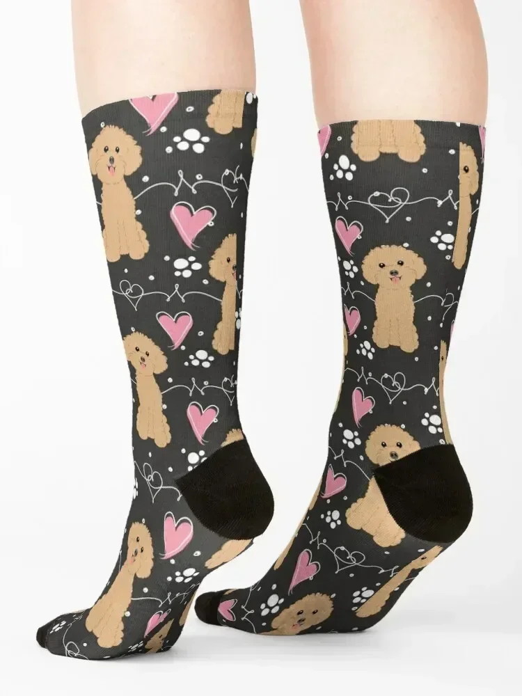 LOVE Tan Toy Poodle Socks anti slip football anime compression tennis Socks For Men Women's