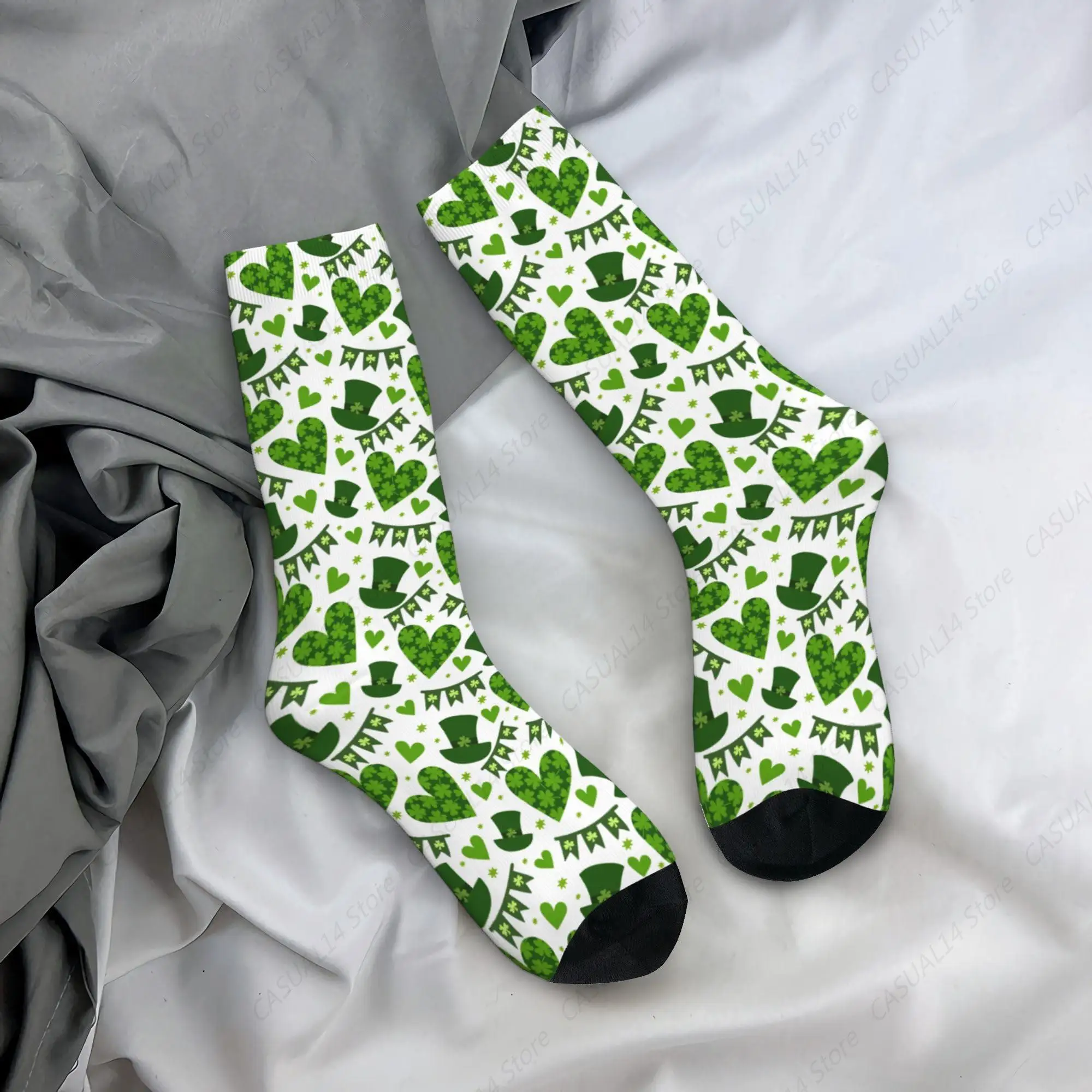 Unisex Casual Socks, St. Patrick's Day Clovers Funny Novelty Crew Socks for Women Men Birthday Anniversary Holiday Gifts