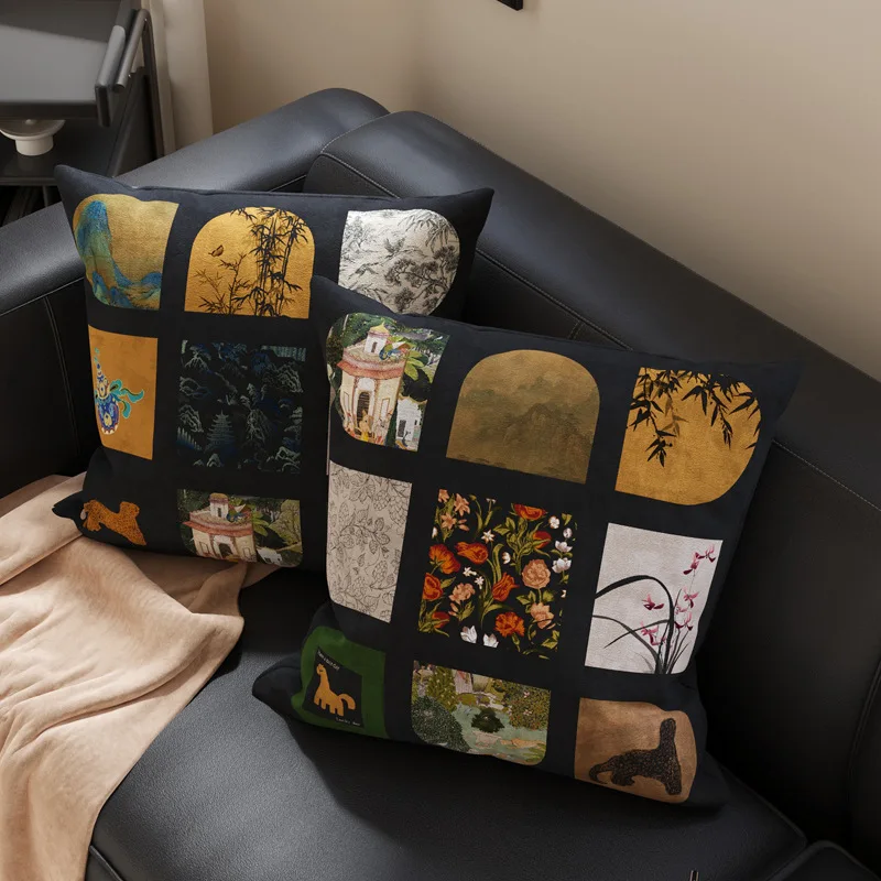 American Vintage Pillow Cover with Filling Decorative Cushion Sofa Bed Headrest Washable and Removable Cushion Case Home Decor