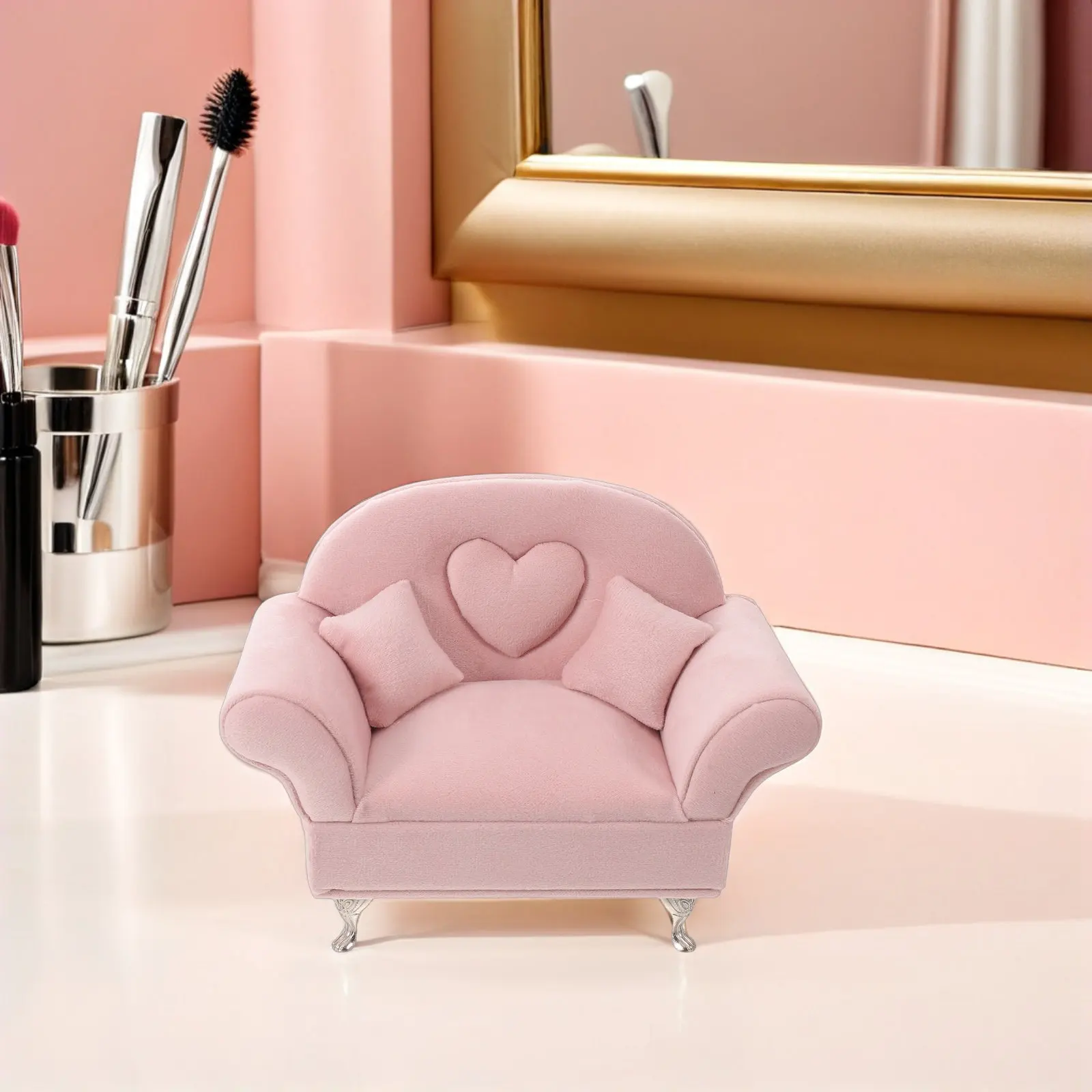 Sofa Shaped Jewelry Box Miniature Couch Soft Padded Storage Case for Earrings Rings Necklaces Bedroom Vanity Decor Organizer