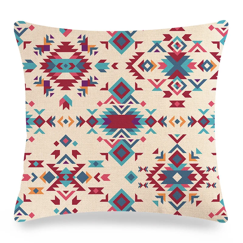 Indian Boho Pillow Case Ethnic Bohemian Cotton Linen Pillowcases for Pillows Bed Sofa Outdoor Garden Chair Pillow Cover 40x40cm