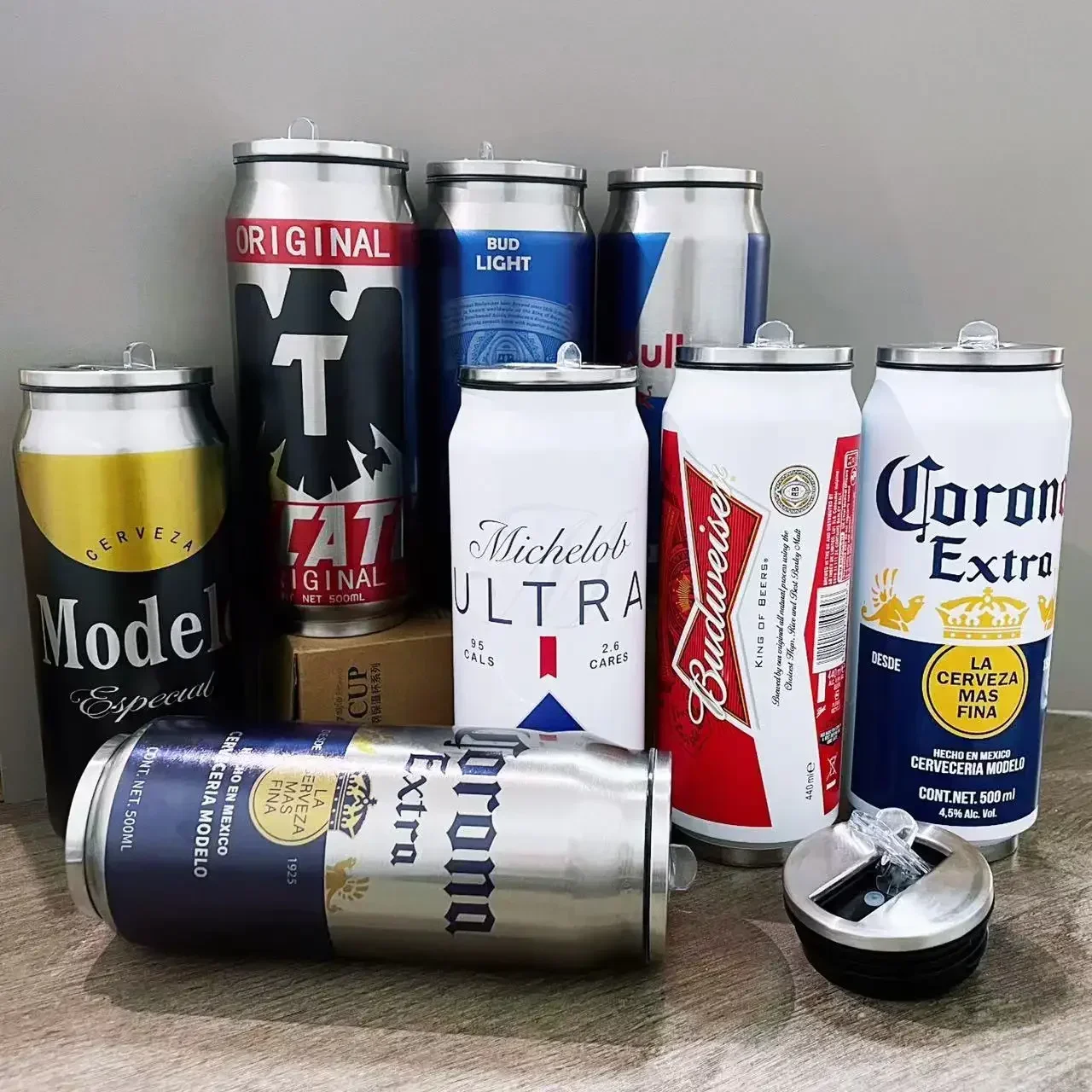 500ML Termos Beer Cup 304 Stainless Steel Car Thermos Cola Can Laser Printing Botella De Acero Inoxidable Ninos Garrafa Termica