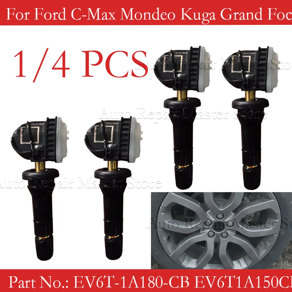 EV6T-1A180-CB EV6T1A150CB 1/4PCS Tire Pressure Monitoring Sensor TPMS 433MHz For ord C-Max Mondeo Kuga Grand Focus Fiesta Ranger