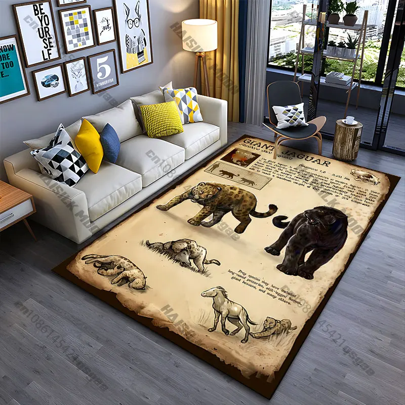 Extinct giant jaguar information carpet Yoga living room room decor children's crawling mat doormat area rug games mat