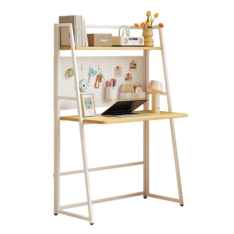 Installation-free folding desk, small household computer desk, bedroom bedside table, simple rental house learning hole board