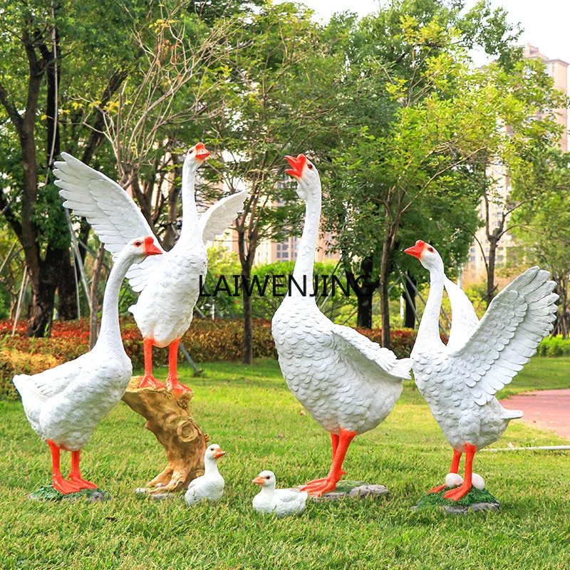 

MJY outdoor simulation goose fiberglass poultry duck courtyard water pond lawn large decoration