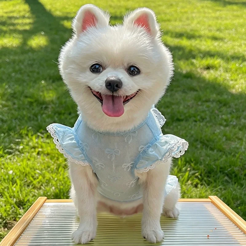 Chaleco para perro con lazo de perlas – Malla verano princesa gatos - imagen 2