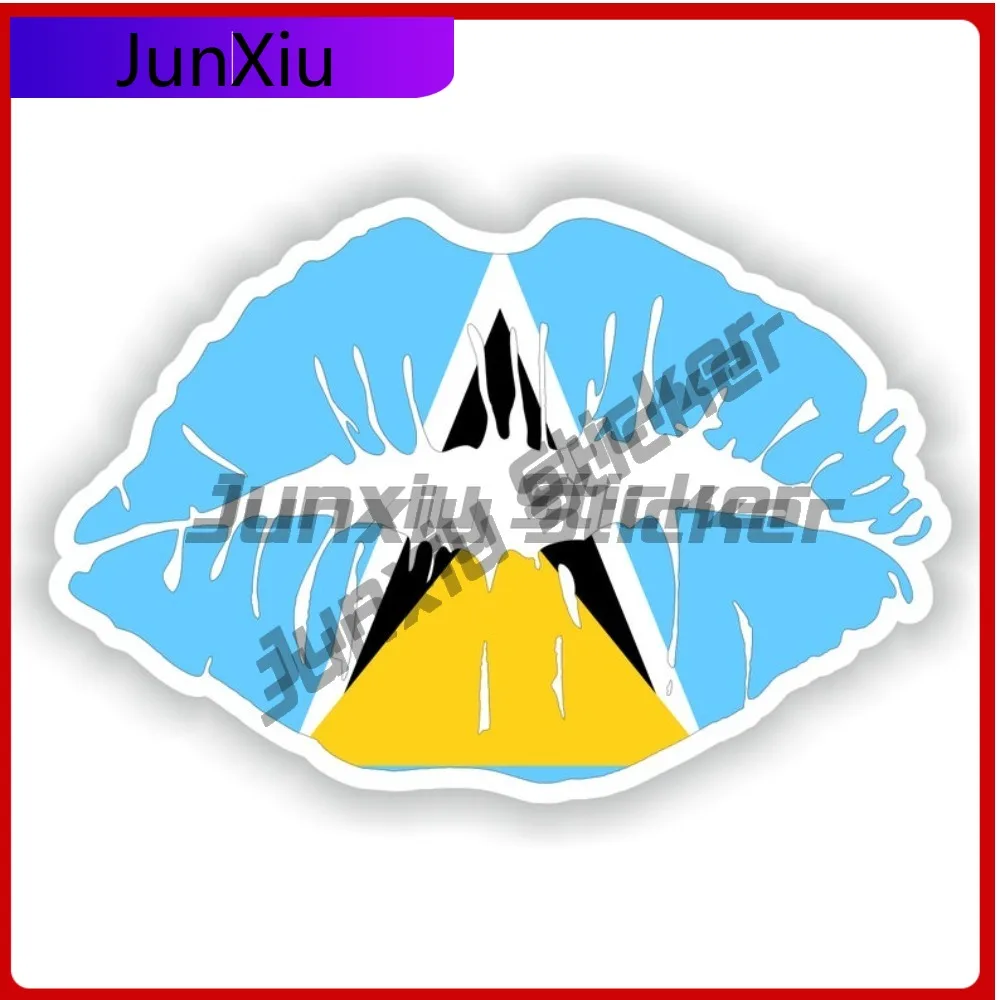 

Saint Lucia Flag Lips National Emblem Sticker Vacation Stickers Scratch-proof Decor Suv Motorcycle Ebike Car Funny Decoration
