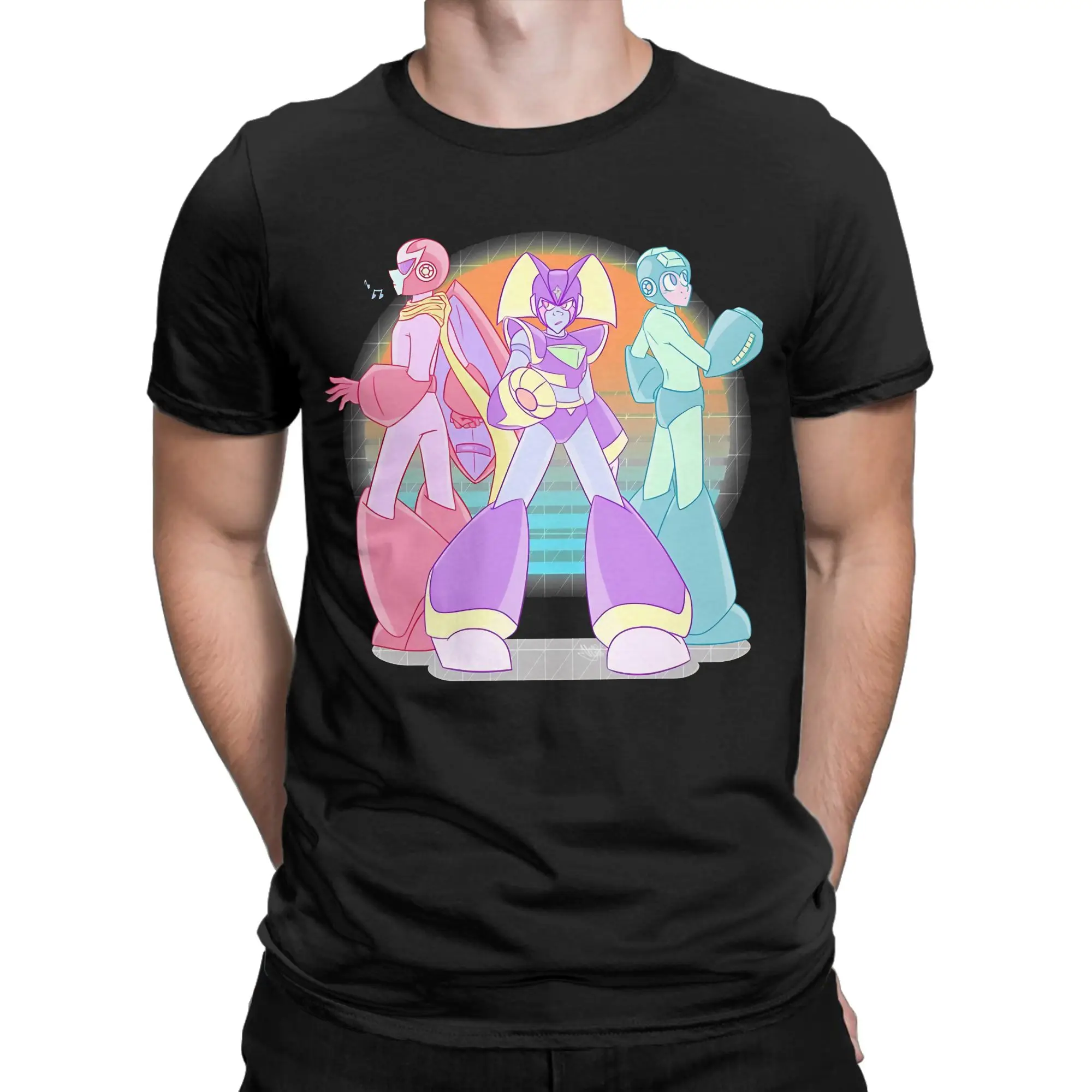 X  Funny 100% Cotton T-Shirt Megaman Tees Tops For Men