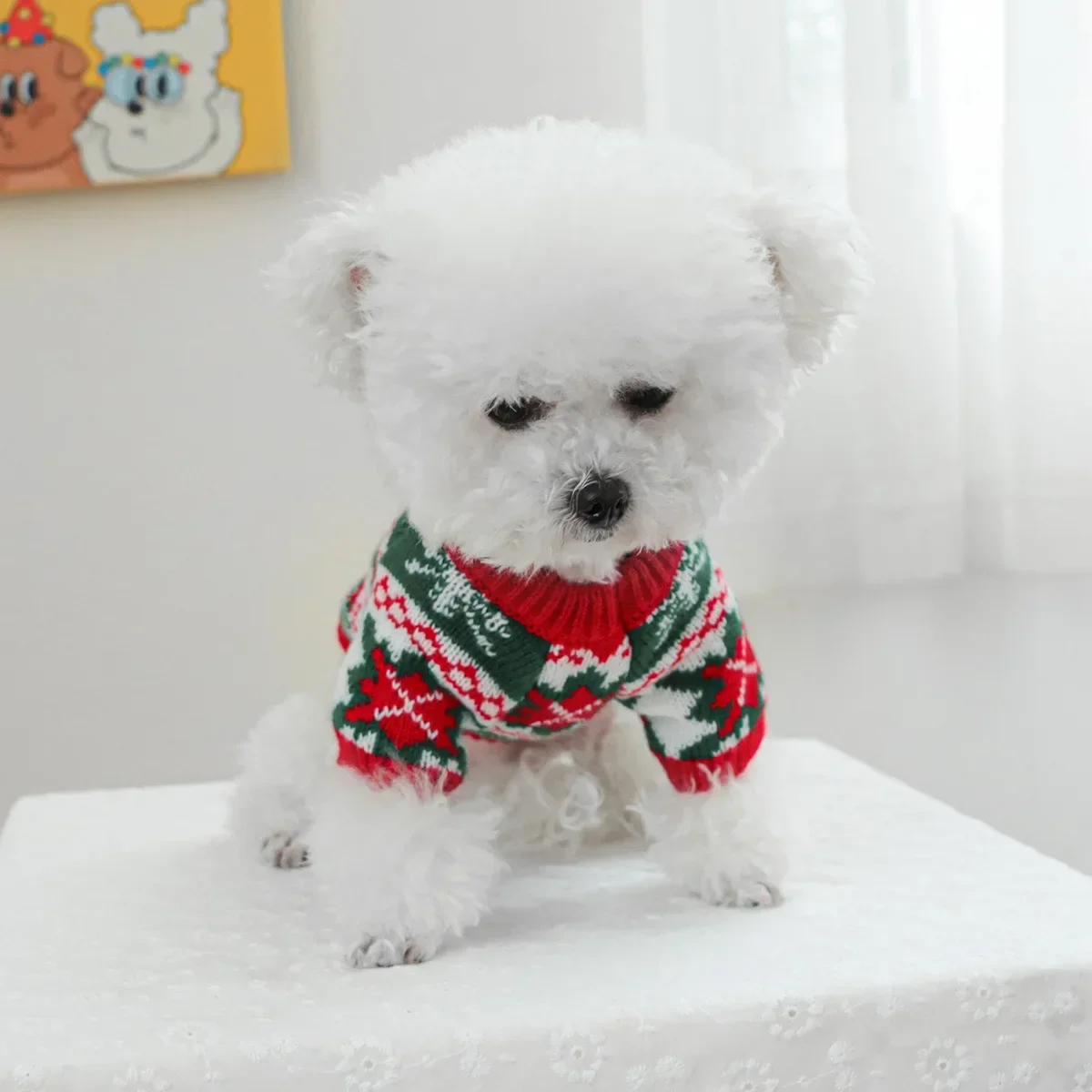 Pet Christmas Snowflake Sweater Clothes Dog Christmas Elk Knitwear Cat Clothing Warm Hoodie Coat Puppy Clothes Dog Sweaters