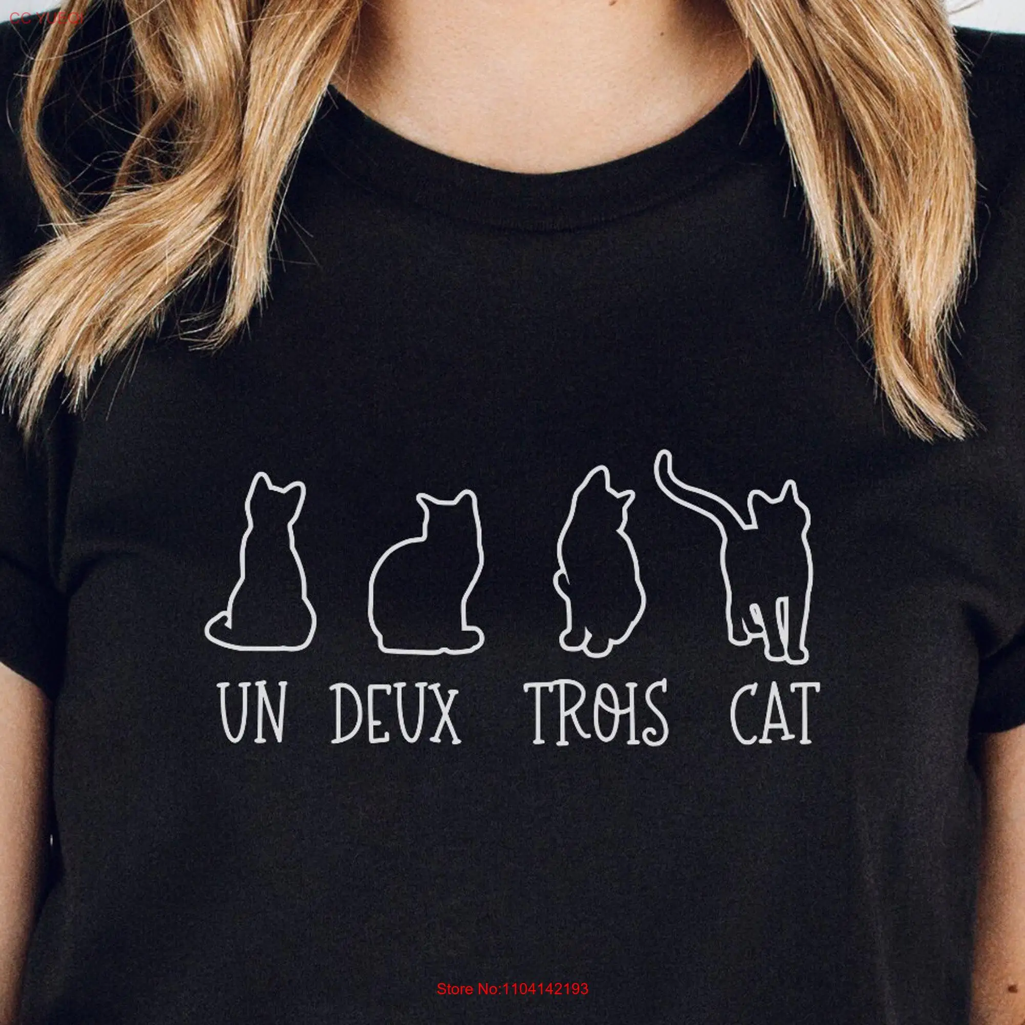 Un Deux Trois CaT T Shirt for Lady Mom Cute Lover Funny Parent long or short sleeves