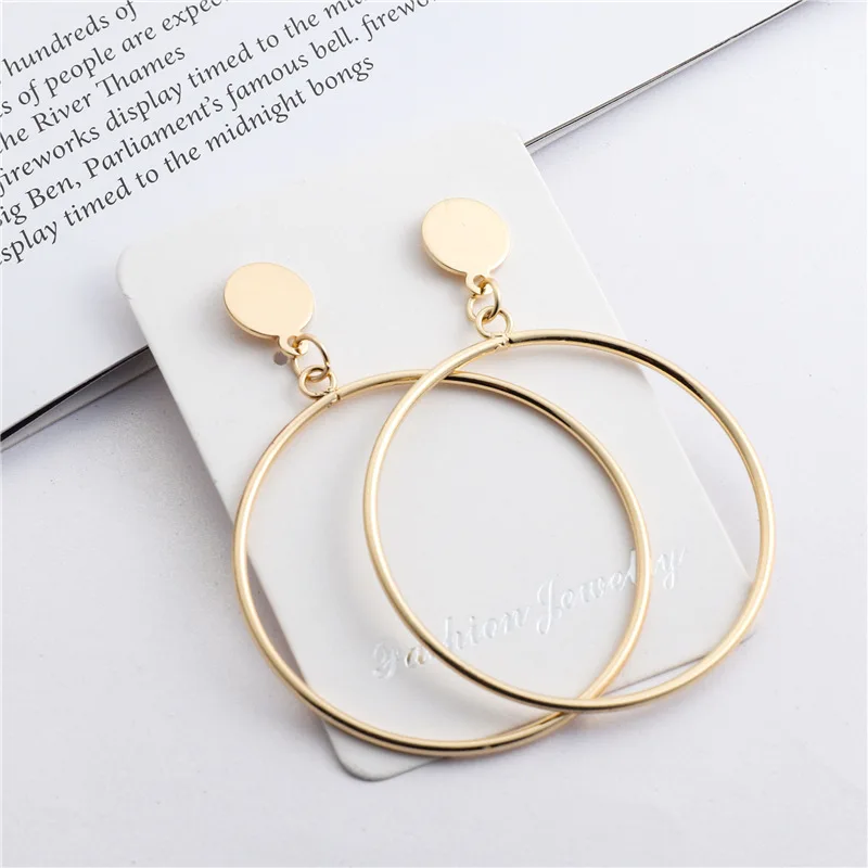 Fashion Exaggerated Big Hollow Round Drop Earrings Geometric Jewelry Statement Earrings for Women Creative Punk Accessories