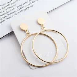 Fashion Exaggerated Big Hollow Round Drop Earrings Geometric Jewelry Statement Earrings for Women Creative Punk Accessories