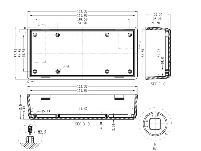 LK-C24 Injection Mold PCB Kunststoff Abs Elektronische Instrument Fall Projekt Junction Box 121x59x32mm