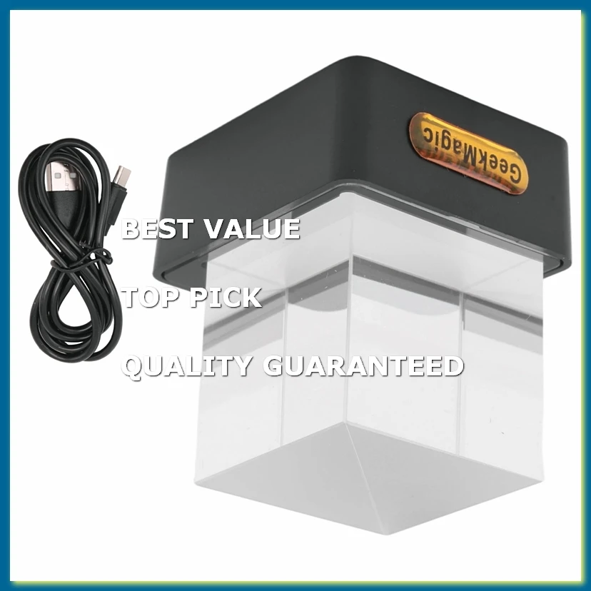 Crystal Cube Photo Display Holographic Desktop Smart Weather Station Digital Clock with GIF Animations Album