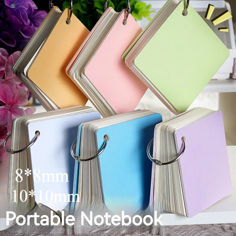 1pc caderno portátil folha solta bloco de notas bolso bloco de notas anel nota pegajosa estudante kawaii papelaria em branco mini cartão de índice em branco