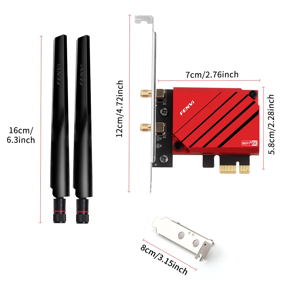 RTL8852CE WiFi 6E PCIE Adapter BT5.3 Tri Band 2.4G/5G/6GHz 5400Mbps 802.11ax Gigabit Wireless Network Card for PC Win10/11