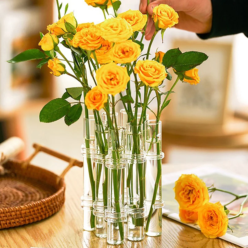 Vaso di vetro con fiore incernierato provetta supporto per piante creativo contenitore idroponico soggiorno tavolo da pranzo per ufficio decorazioni per la casa floreali