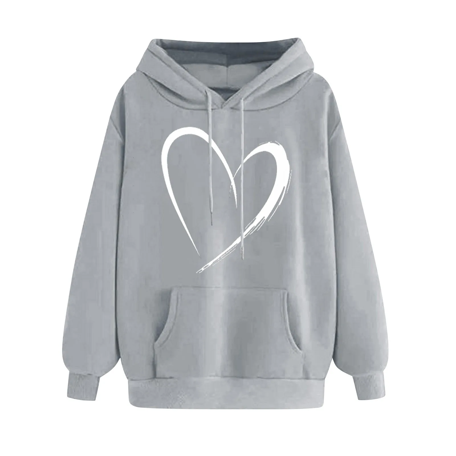 Simple Strokes of Love Youthful Fashion Paired with Street Style Sports Women's Clothing Casual Hoodie