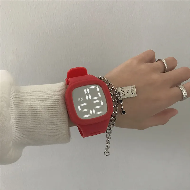 Fashion Electronic Led Dightal Watches for INS Niche Square Mirror Watch for Women Men Student Korean Version Simple Temperament