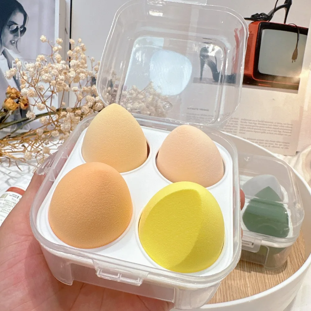 4Pcs/Set Multi-color Makeup Sponge Blender for Dry & Wet Use Soft Cosmetic Puff Make Up Accessories