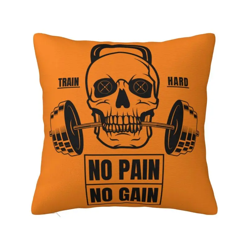 Luxury No Pain No Gain Cushion Cover Velvet Bodybuilding Fitness Gym Pillow Case Living Room Decoration