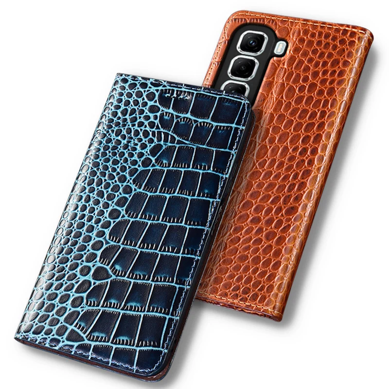 

Флип-чехол для Infinix Hot 60 60i 50i 50 Pro+ Plus 4G 5G с крокодиловым узором, магнитный чехол из воловьей кожи, чехлы-кошельки из натуральной кожи