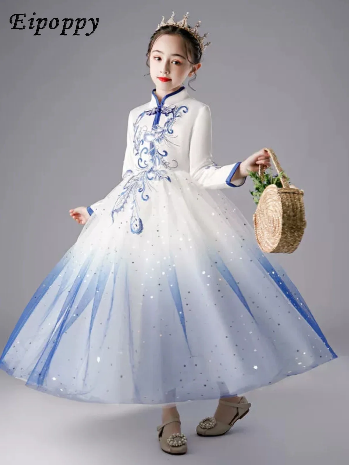 Girl Princess Dress Guzheng Piano Performance Costume Little Host Performance Dress