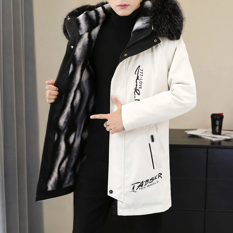 Winter New Warm Jacket Men Fleece Thick Hooded Printing Casual Hooded Coats High Quality Men Size 4XL