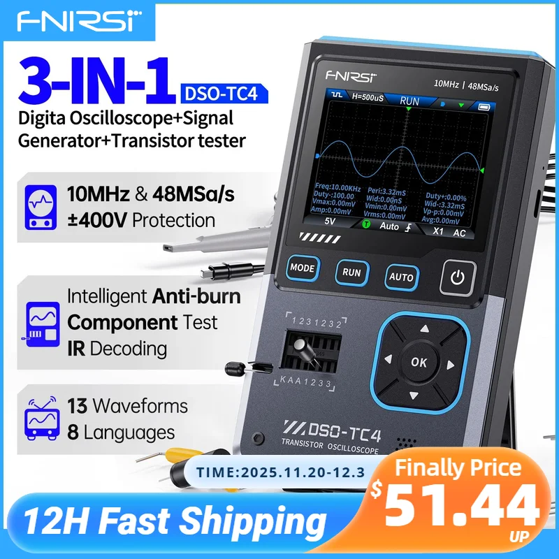 Fnirsi DSO-TC3 Digitale Oscilloscoop Transistor Tester Functie Signaal Generator 3 In 1 Multifunctionele Elektronische Component Tester