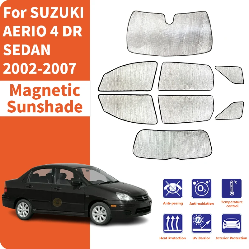 Custom Car Window Sunshade Anti-UV Car Sun Window Visors Sunshade Covers Accessories For SUZUKI AERIO 4 DR SEDAN 2002-2007