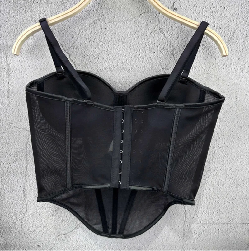 Chi naya-Soutien-gorge sexy pour femmes, bustier avec biscuits, longueur moyenne, corset en gaze confortable, été