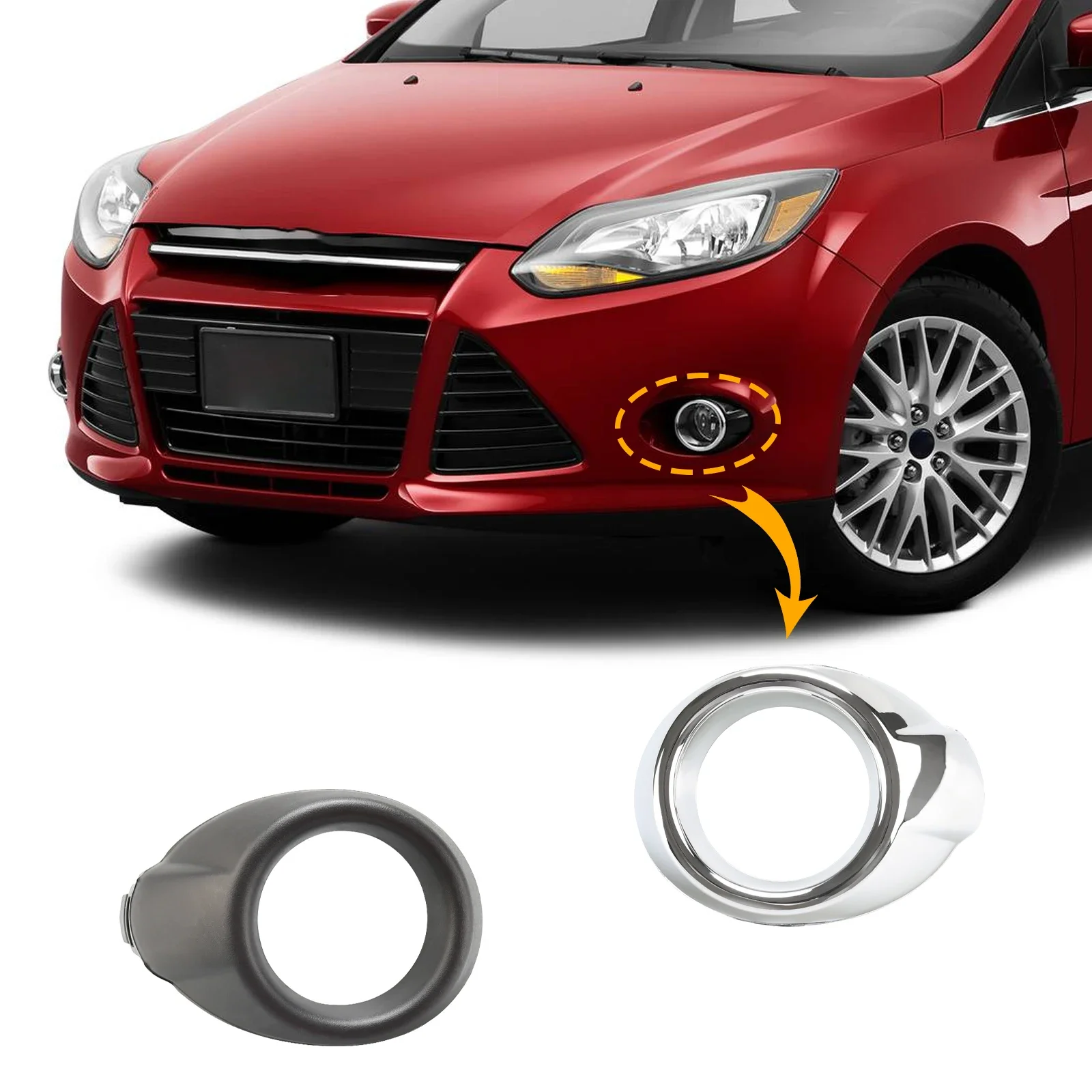 

OLANGDA Fog Light Grill Cover Frame Lamp Shade Under Front Bumper For Ford Focus Accessories 2012 2013 2014 BM51-19953-AD BM51-1