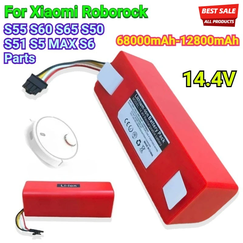

Original new 14.4V 12800mAh Robotic Vacuum Cleaner Replacement Battery for Xiaomi Roborock S55 S60 S65 S50 S51 S5 MAX S6 Parts