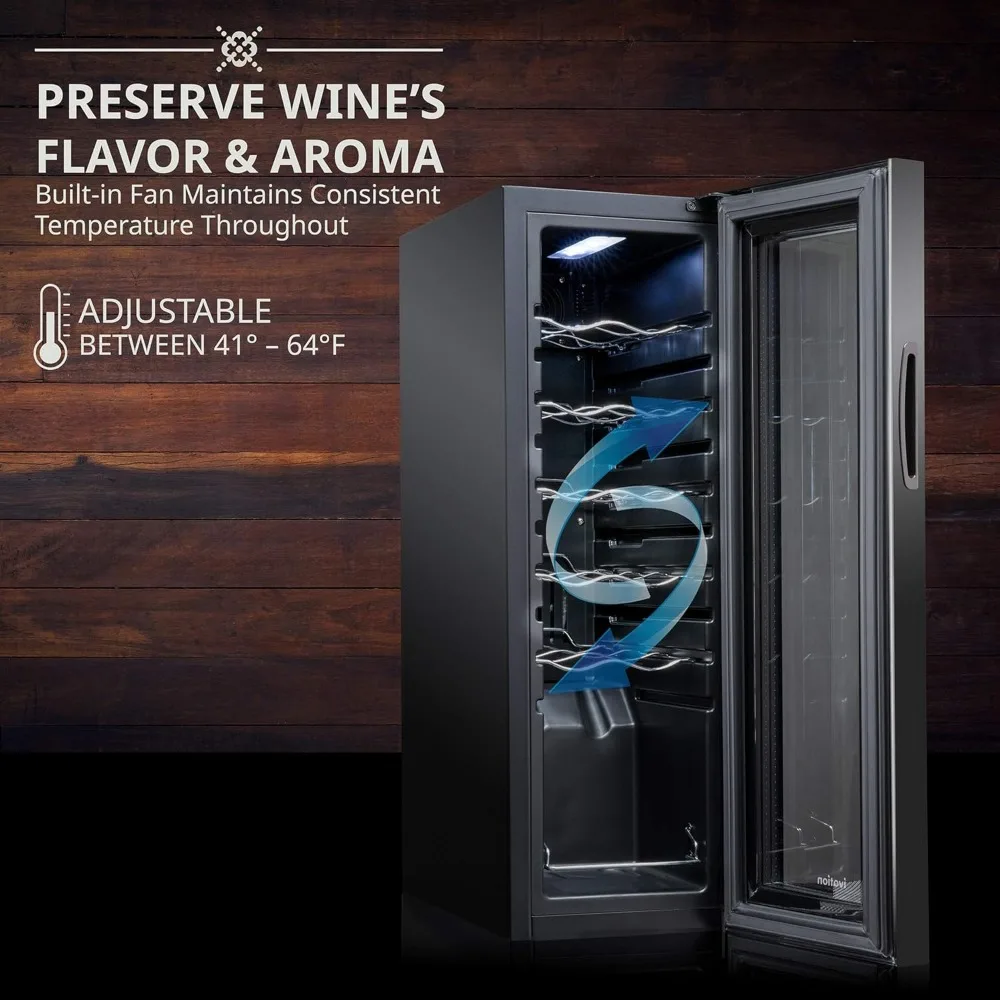 Compressor Wine Cooler Refrigerator w/Lock,Large Freestanding Wine Cellar Fridge,41f-64f Digital Temperature Control Glass Door