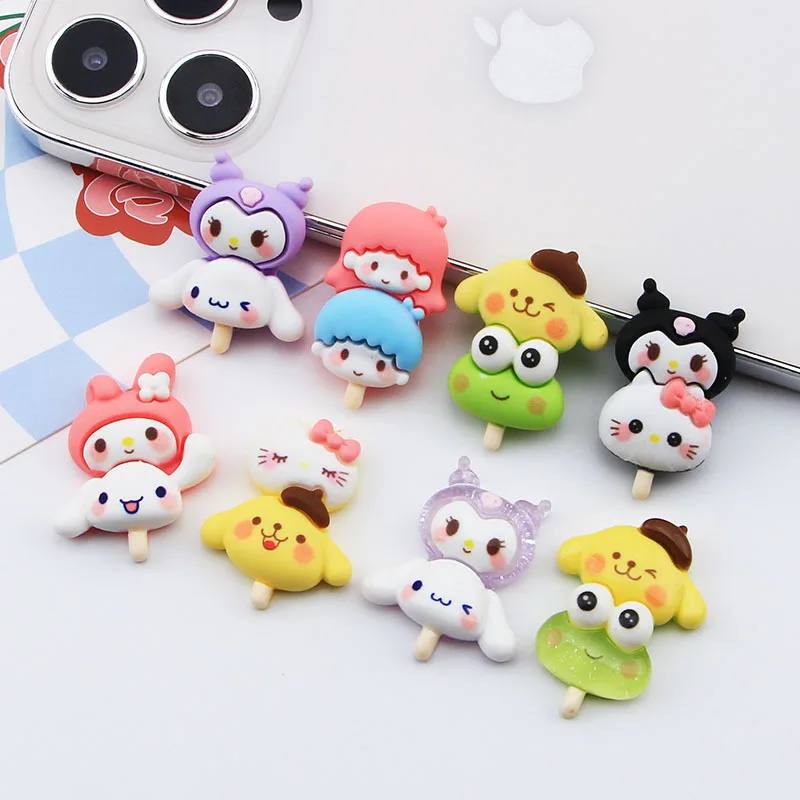 5pcs cute sanrio candy cartoon resin flatback diy kawaii resin accessories crafts materials scrapbooking embellishment